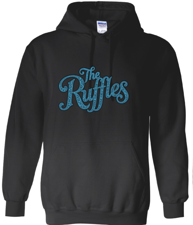 The Ruffles Black Hoodie -Baby Blue Logo