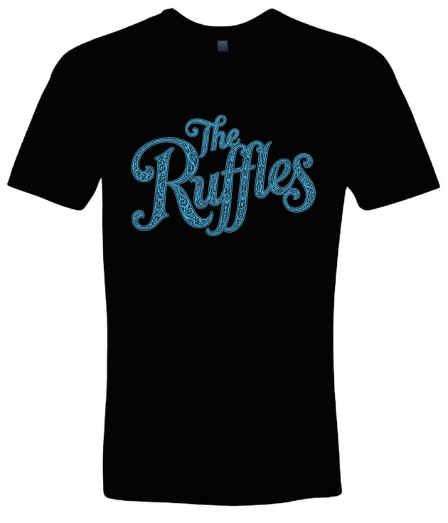 The Ruffles Black T-Shirt -Baby Blue Logo